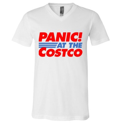 Panic At The Costco Funny Meme V-Neck T-Shirt