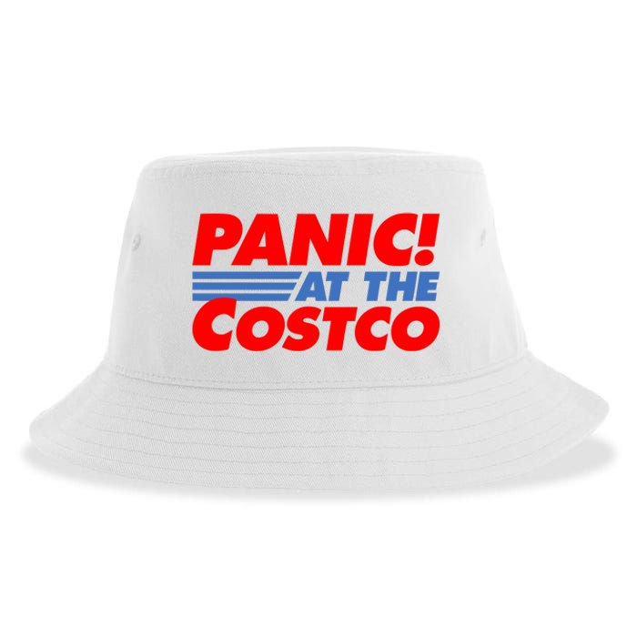 Panic At The Costco Funny Meme Sustainable Bucket Hat