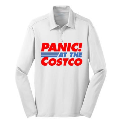 Panic At The Costco Funny Meme Silk Touch Performance Long Sleeve Polo