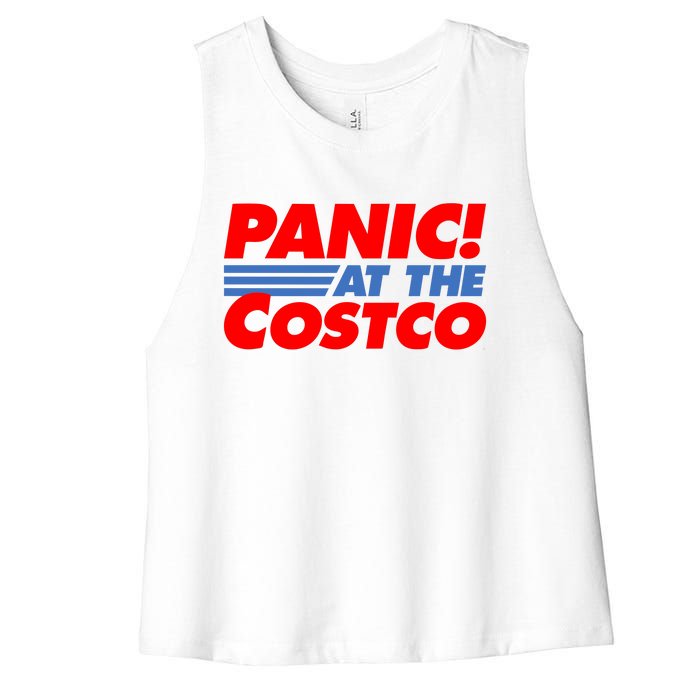 Panic At The Costco Funny Meme Women's Racerback Cropped Tank