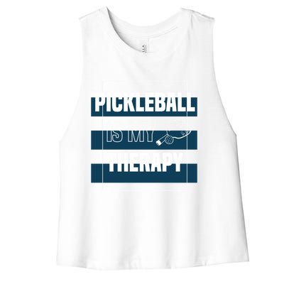 Pickleball As Therapy Hobby Sports Dinking Gift Women's Racerback Cropped Tank