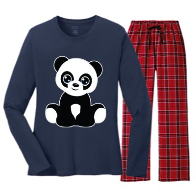 Panda Art Tween Cute Love Pandas Graphic Women's Long Sleeve Flannel Pajama Set 