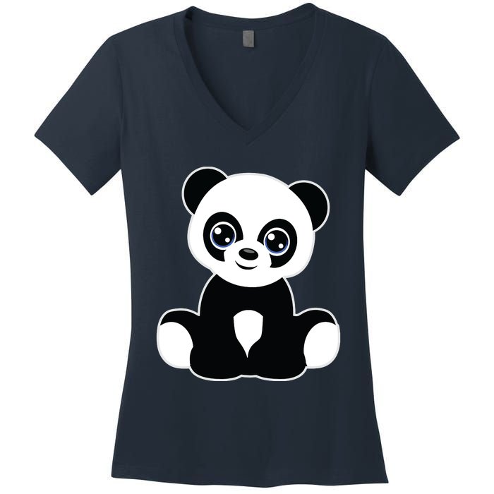 Panda Art Tween Cute Love Pandas Graphic Women's V-Neck T-Shirt