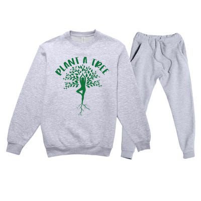 Plant A Tree Yoga Meditation Lover Namaste Yogi Tree Pose Premium Crewneck Sweatsuit Set