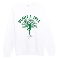 Plant A Tree Yoga Meditation Lover Namaste Yogi Tree Pose Premium Crewneck Sweatshirt