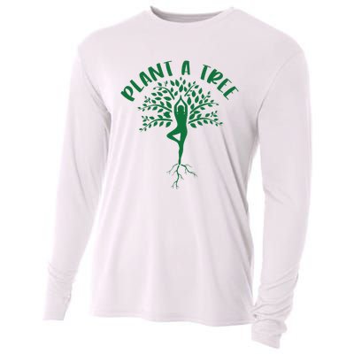 Plant A Tree Yoga Meditation Lover Namaste Yogi Tree Pose Cooling Performance Long Sleeve Crew