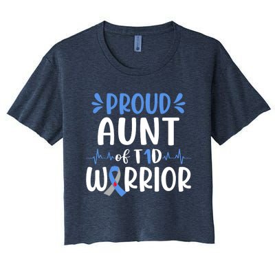 Proud Aunt T1D Type 1 Diabetes Warrior Diabetes Awareness Women's Crop Top Tee