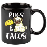 Pugs And Tacos Funny Pug And Tacos Gift Funny Dog Lover 11oz C Handle Ceramic Mug