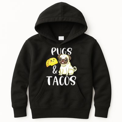 Pugs And Tacos Funny Pug And Tacos Gift Funny Dog Lover Kids Hoodie