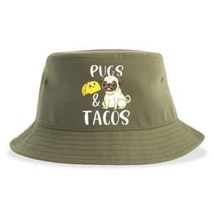 Pugs And Tacos Funny Pug And Tacos Gift Funny Dog Lover Sustainable Bucket Hat