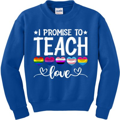 Proud Allies Teacher Promise To Teach Lgbtmeaningful Giftq Pride Love Great Gift Kids Sweatshirt