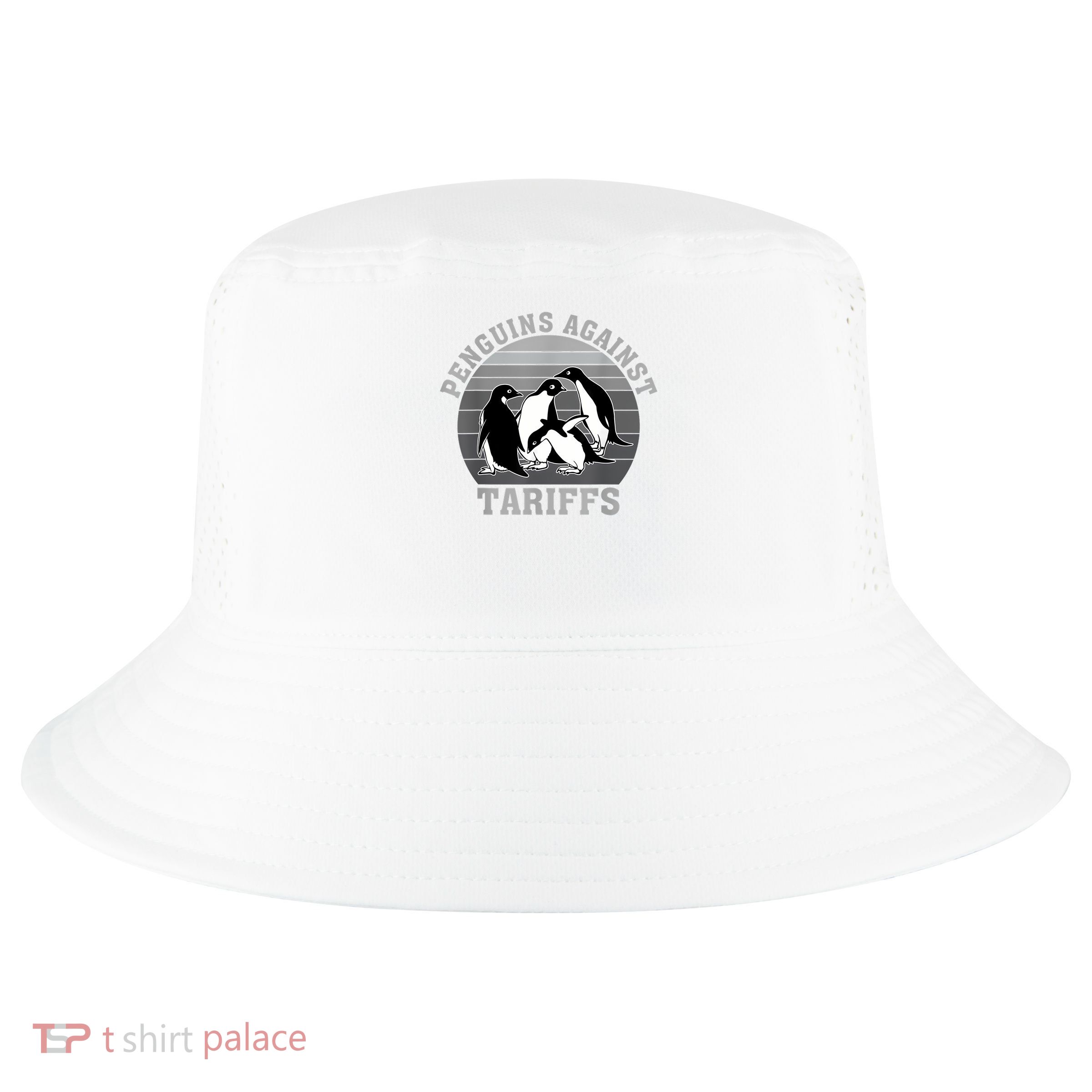 Penguins Against Tariffs Anti Tariffs Funny Penguins Cool Comfort Performance Bucket Hat