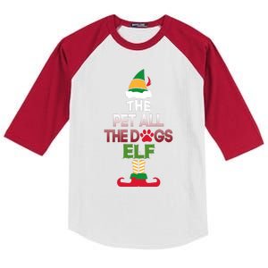 Pet All The Dogs Elf Matching Family Group Christmas Pajama Kids Colorblock Raglan Jersey