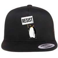 Penguins Against Tariff Funny Penguin No Tariffs Resist Flat Bill Trucker Hat