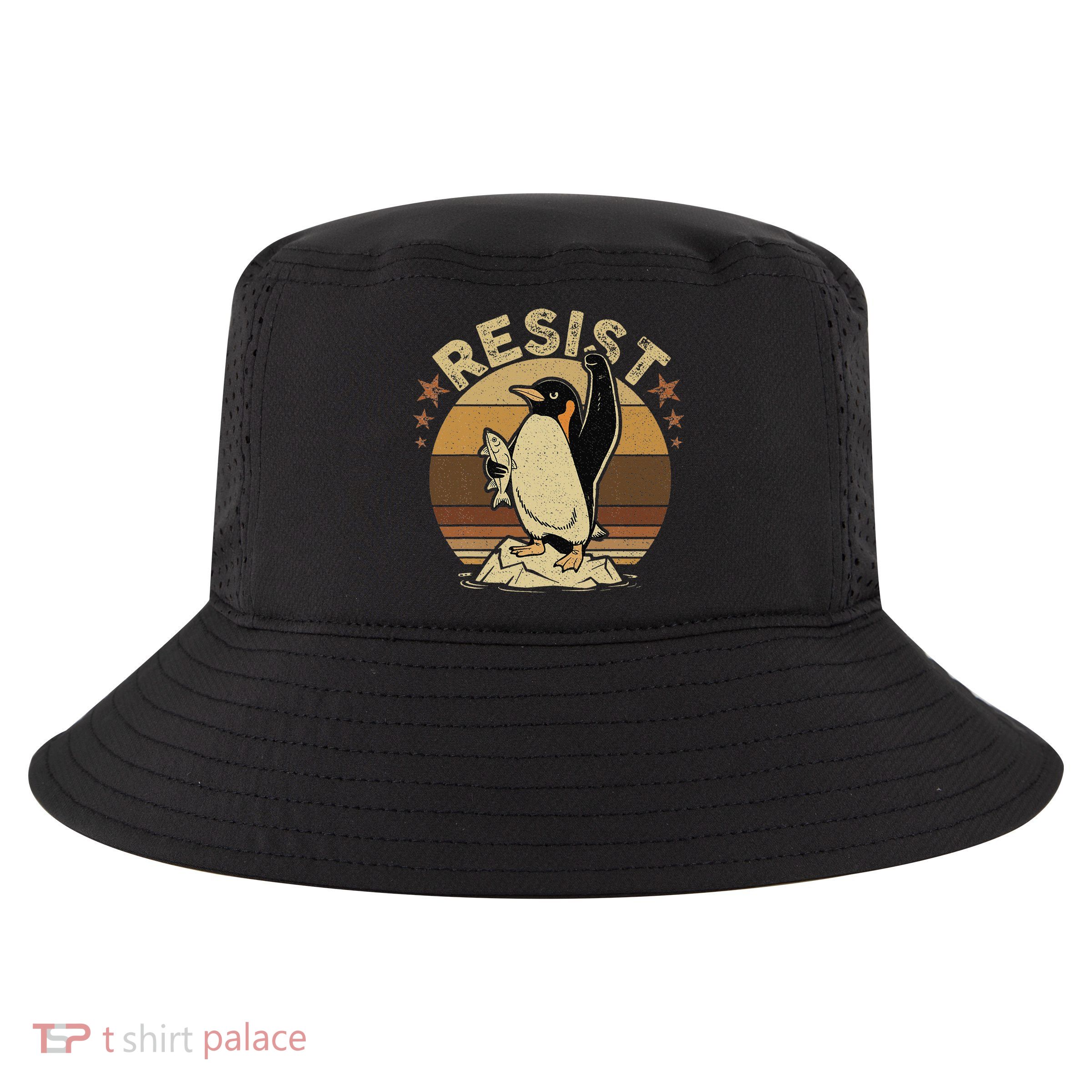 Penguins Against Tariffs Funny Penguins Anti Tariffs Cool Comfort Performance Bucket Hat
