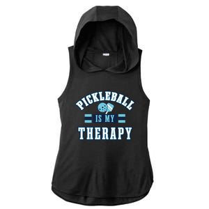 Pickleball As Therapy Ironic Saying Dinking Gift Ladies PosiCharge Tri-Blend Wicking Draft Hoodie Tank