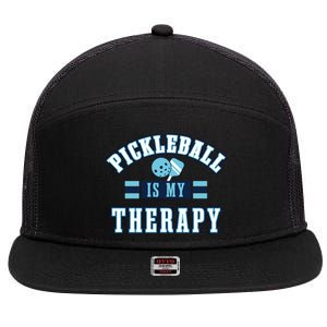 Pickleball As Therapy Ironic Saying Dinking Gift 7 Panel Mesh Trucker Snapback Hat