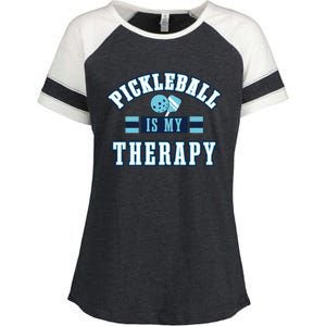 Pickleball As Therapy Ironic Saying Dinking Gift Enza Ladies Jersey Colorblock Tee