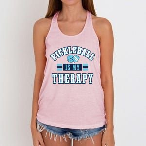 Pickleball As Therapy Ironic Saying Dinking Gift Women's Knotted Racerback Tank