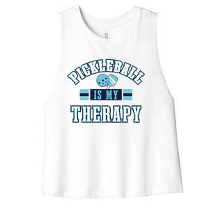 Pickleball As Therapy Ironic Saying Dinking Gift Women's Racerback Cropped Tank