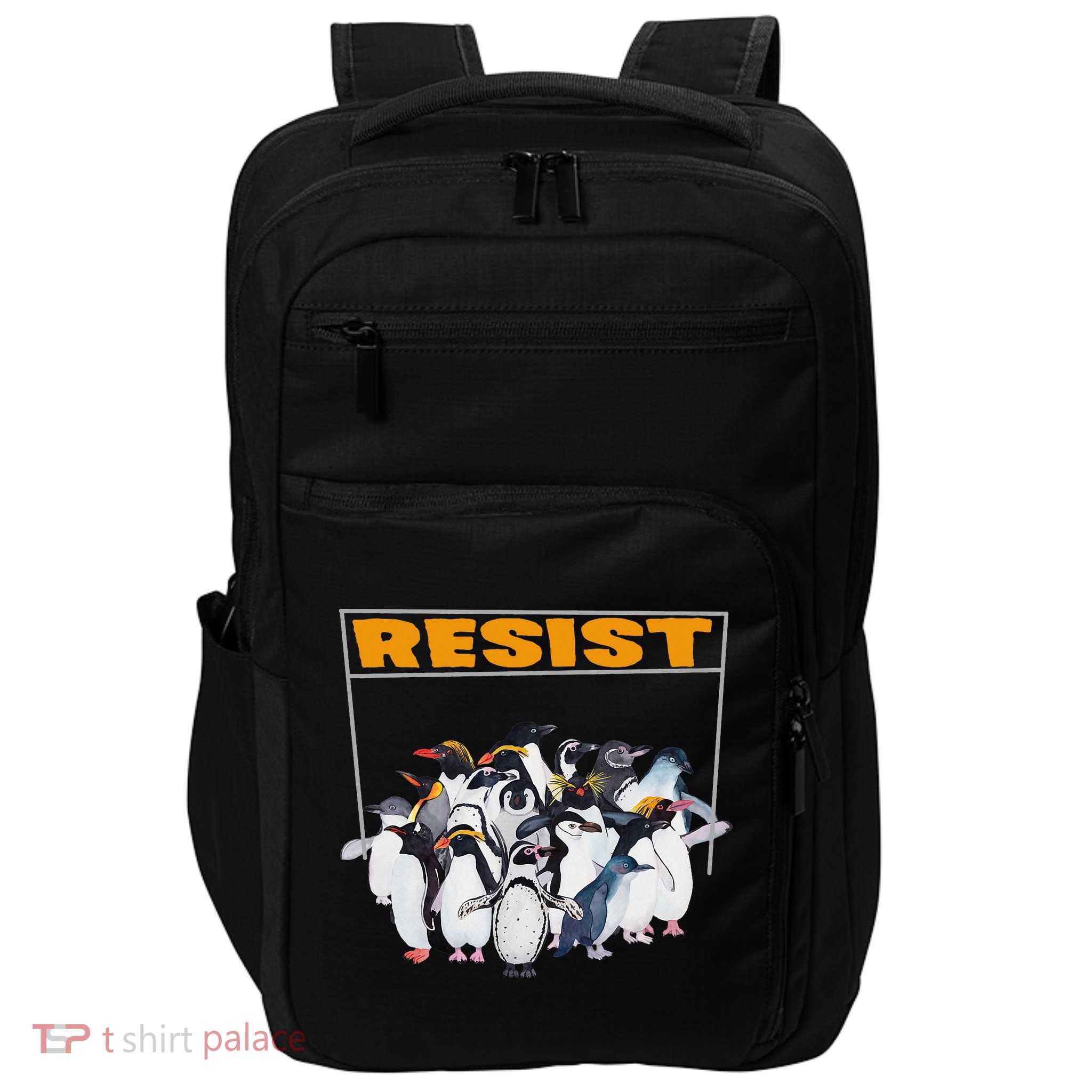 Penguins Against Tariffs Funny Penguins Anti Tariffs Impact Tech Backpack