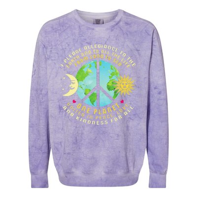 Pledge Allegiance To The Earth Earth Day Colorblast Crewneck Sweatshirt