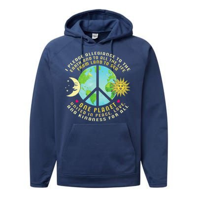 Pledge Allegiance To The Earth Earth Day Performance Fleece Hoodie