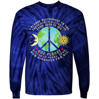 Pledge Allegiance To The Earth Earth Day Tie-Dye Long Sleeve Shirt