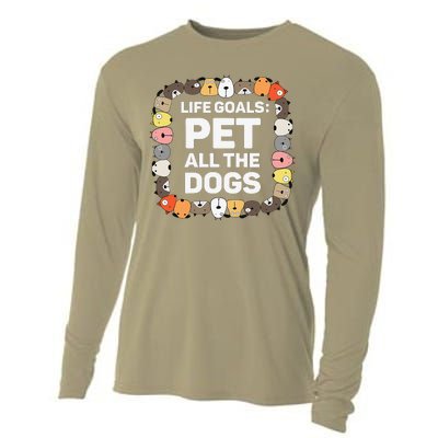 Pet All The Dogs Life Goals Funny Dog Lover Puppy Dog Cooling Performance Long Sleeve Crew