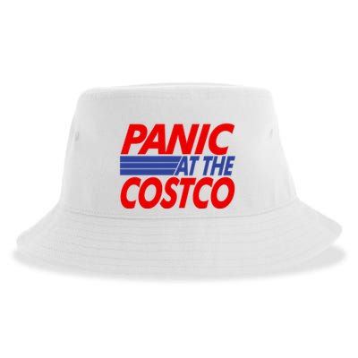 Panic At The Costco Funny Meme Sustainable Bucket Hat