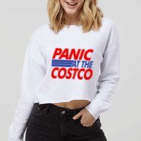 Panic At The Costco Funny Meme Cropped Pullover Crew