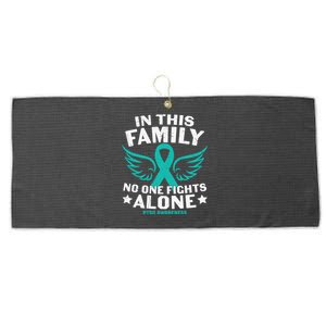 PTSD Awareness Teal Ribbon In This Family No One Fights Alone Large Microfiber Waffle Golf Towel