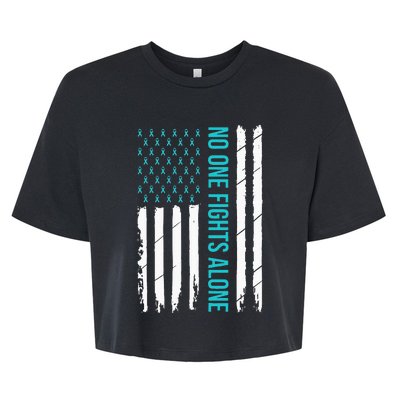 PTSD Awareness Teal Ribbon Bella+Canvas Jersey Crop Tee