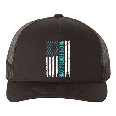 PTSD Awareness Teal Ribbon Yupoong Adult 5-Panel Trucker Hat