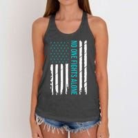 PTSD Awareness Teal Ribbon Women's Knotted Racerback Tank