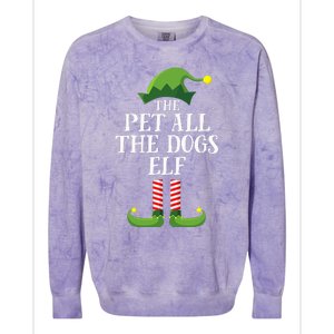 Pet All The Dogs Elf Matching Family Group Christmas Pajama Colorblast Crewneck Sweatshirt