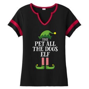 Pet All The Dogs Elf Matching Family Group Christmas Pajama Ladies Halftime Notch Neck Tee