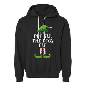 Pet All The Dogs Elf Matching Family Group Christmas Pajama Garment-Dyed Fleece Hoodie