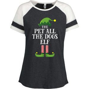 Pet All The Dogs Elf Matching Family Group Christmas Pajama Enza Ladies Jersey Colorblock Tee