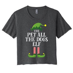 Pet All The Dogs Elf Matching Family Group Christmas Pajama Women's Crop Top Tee