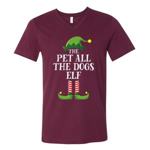 Pet All The Dogs Elf Matching Family Group Christmas Pajama V-Neck T-Shirt