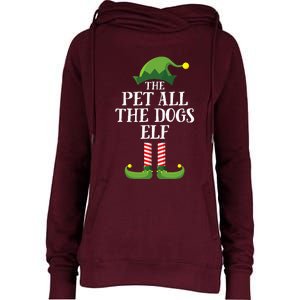 Pet All The Dogs Elf Matching Family Group Christmas Pajama Womens Funnel Neck Pullover Hood