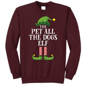 Pet All The Dogs Elf Matching Family Group Christmas Pajama Tall Sweatshirt