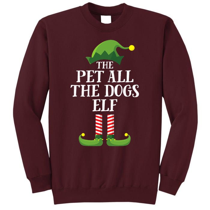 Pet All The Dogs Elf Matching Family Group Christmas Pajama Tall Sweatshirt