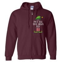 Pet All The Dogs Elf Matching Family Group Christmas Pajama Full Zip Hoodie