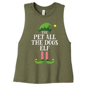 Pet All The Dogs Elf Matching Family Group Christmas Pajama Women's Racerback Cropped Tank