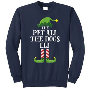 Pet All The Dogs Elf Matching Family Group Christmas Pajama Sweatshirt