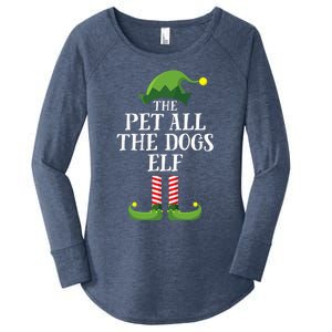 Pet All The Dogs Elf Matching Family Group Christmas Pajama Women's Perfect Tri Tunic Long Sleeve Shirt