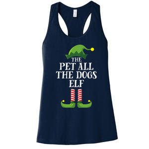 Pet All The Dogs Elf Matching Family Group Christmas Pajama Women's Racerback Tank