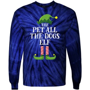 Pet All The Dogs Elf Matching Family Group Christmas Pajama Tie-Dye Long Sleeve Shirt